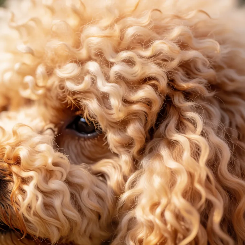 Close detail of a curly, non-shedding coat