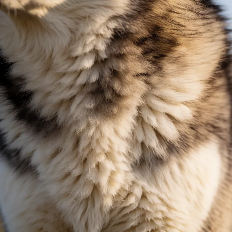Close detail of a double coat during a de-shed