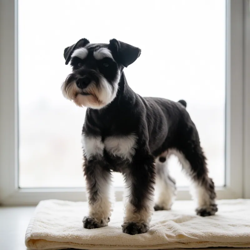 A dog partway through a bath and brush