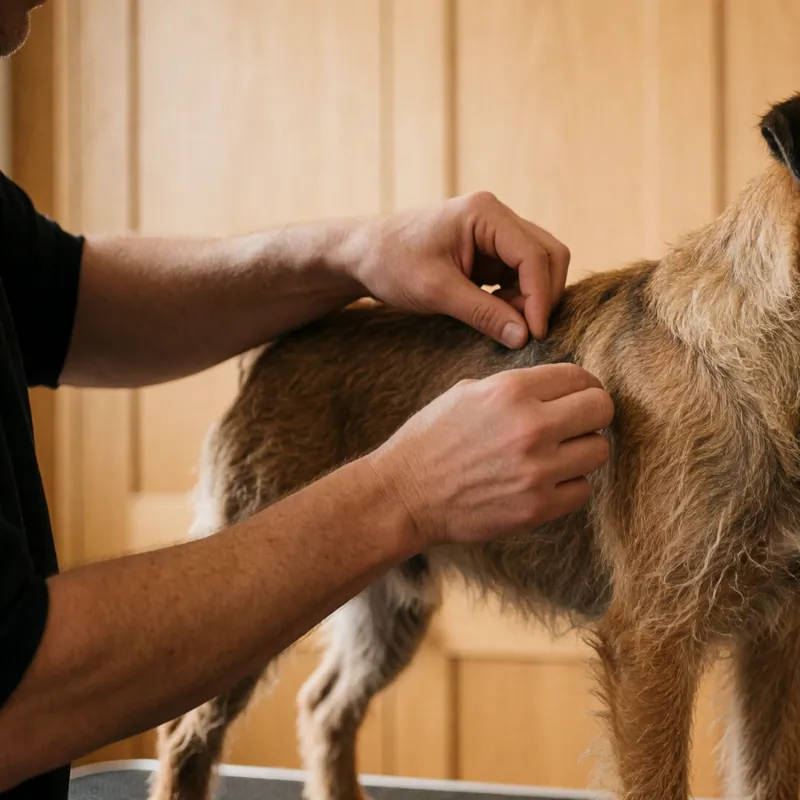A rescue terrier who had bitten his last groomer — an illustrative case note from Woodside Pet Grooming, Woodside, NY