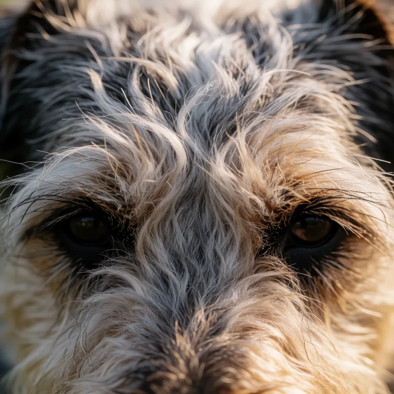 Close detail of a hand-stripped wire coat
